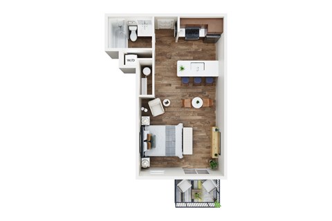Floor plan for studio, 1 bath, 450 sqft